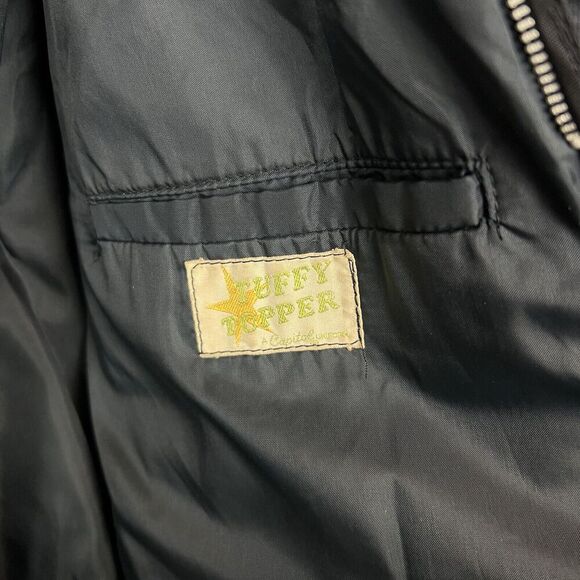 Vintage Tuffy Topper black satin Men's bomber jacket utility indie grunge XL - Picture 5 of 10
